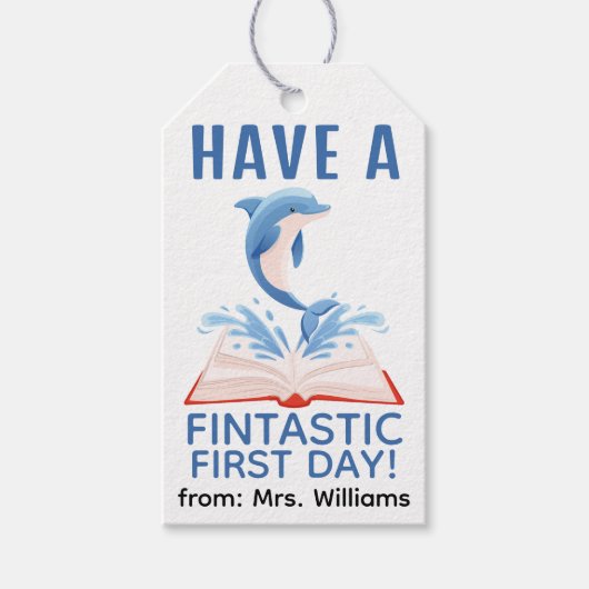 Back to School Have a Fintastic First Day Dolphin Cadeaulabel (Voorkant)