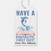 Back to School Have a Fintastic First Day Dolphin Cadeaulabel (Achterkant)