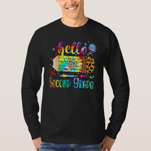 Back To School Hello 2nd Grade Leopard Tie Dye Pen T-shirt (Voorkant)
