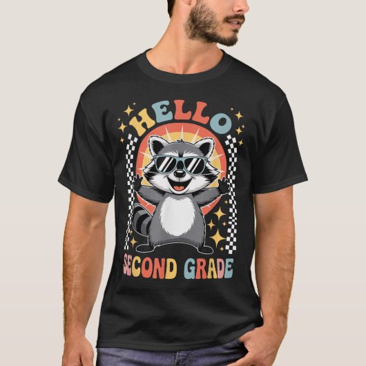 Back To School Hello 2Nd Grade Raccoon Second T-shirt (Voorkant)