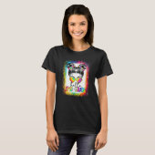 Back To School Hello 2nd Second Grade Messy Bun Ti T-shirt (Voorkant volledig)