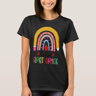 Back To School Hello First Grade Teacher Rainbow T T-shirt