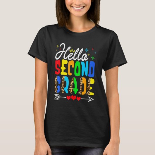   Back To School Hello Second Grade Leopard First  T-shirt (Voorkant)