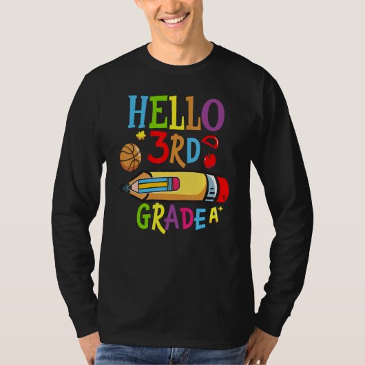 Back To School Hello Third 3rd Grade For Kids T-shirt (Voorkant)