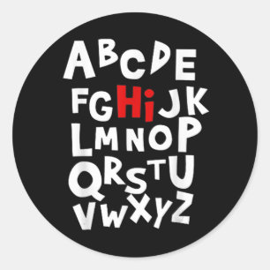 Back To School Hi Alphabet Letters For Women Men Ronde Sticker