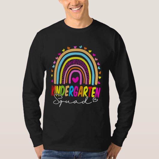Back To School  Kindergarten Squad Rainbow Teacher T-shirt (Voorkant)