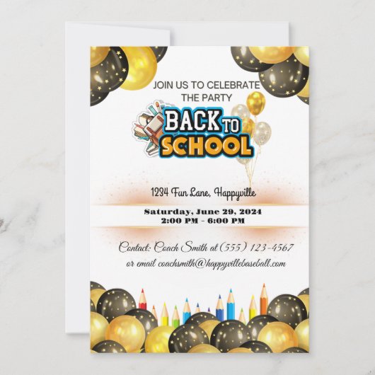 back-to-school party invitation (Devant)