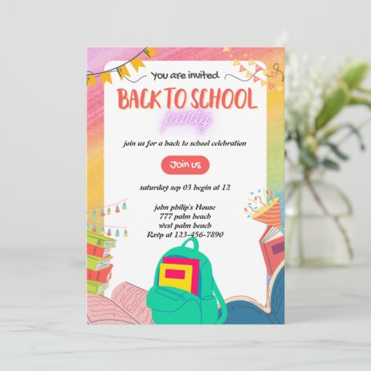 back-to-school party invitation (Debout devant)