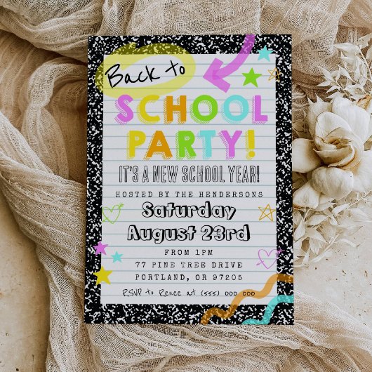 Back To School Party Invitation Kaart