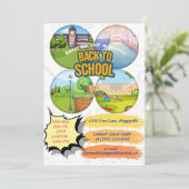 back-to-school party uitnodiging (Staand voorkant)