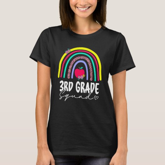 Back To School Rainbow 3rd Third Grade Squad Teach T-shirt (Voorkant)