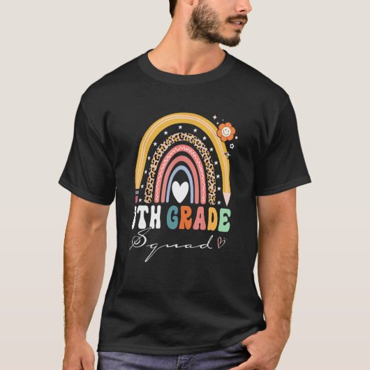 Back To School Rainbow 7th Seventh Grade Squad Tea T-shirt (Voorkant)