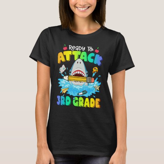 Back To School Ready To Attack 3rd Grade Shark Boy T-shirt (Voorkant)