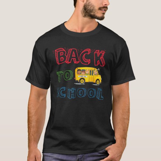 Back To School Students School Bus Teaching T-shirt (Voorkant)