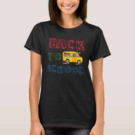 Back To School Students School Bus Teaching T-shirt (Voorkant)