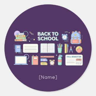 Back to School Supplies / Regreso Útiles Escolares Ronde Sticker
