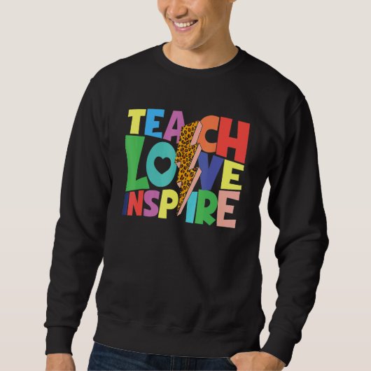 Back To School Teach Love Inspire Teachers Leopard Trui (Voorkant)