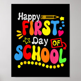 Back To School Teacher Student Happy First Day Of Poster