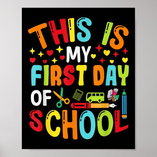 Back To School Teachers Kids Student First Day Of  Poster (Voorkant)
