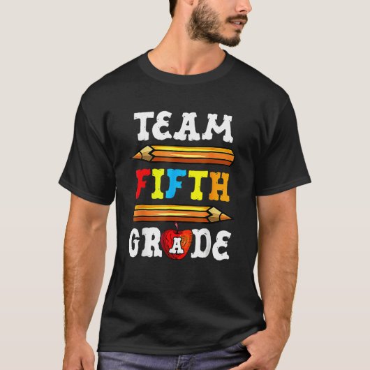 Back To School Team 5th Fifth Grade Pencil Student T-shirt (Voorkant)