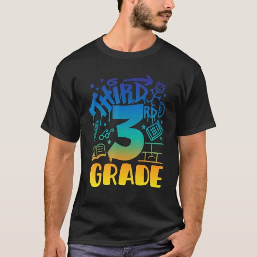 Back To School Third 3rd Grade Teacher Boys Graffi T-shirt (Voorkant)
