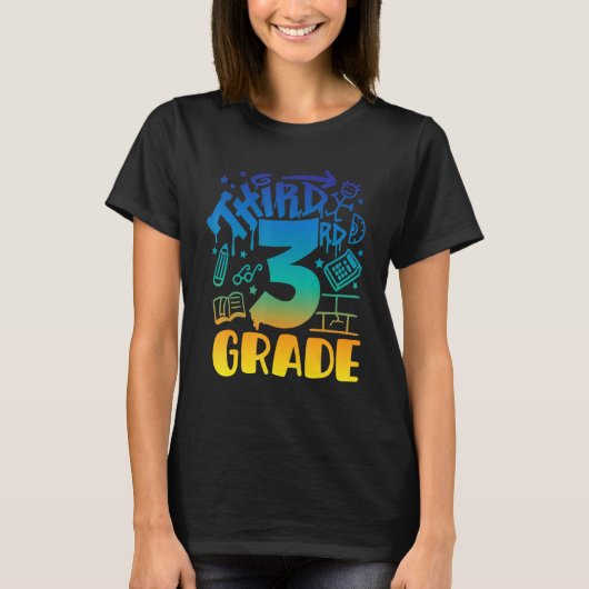 Back To School Third 3rd Grade Teacher Boys Graffi T-shirt (Voorkant)