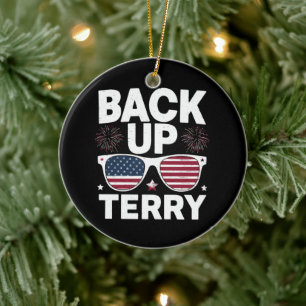 Back-up Terry Funny 4 juli Patriottisch Vuurwerk Keramisch Ornament