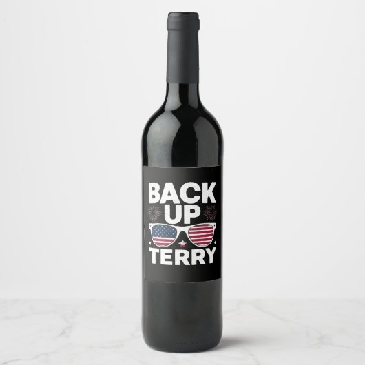 Back-up Terry Funny 4 juli Patriottisch Vuurwerk Wijn Etiket (Voorkant)
