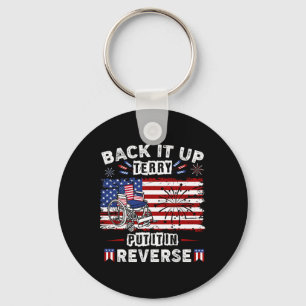 Back-up Terry zet hem in omgekeerd vuurwerk 4th of Sleutelhanger