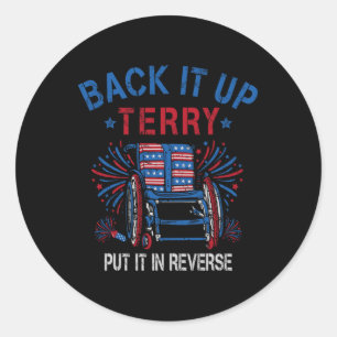 Back-up Terry zet hem om in omgekeerde vuurwerk op Ronde Sticker