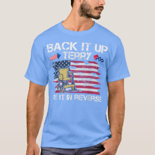 Back-up Terry zet hem om in omgekeerde vuurwerk op T-shirt