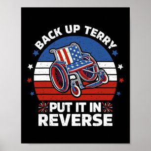 Back-up Terry zette het in omgekeerde Vintage 4 ju Poster