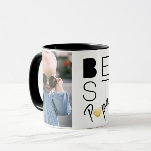 Back White Best Papa Two Photo Mug (Devant gauche)