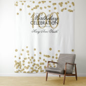 Backdrop 100th Birthday Gold White Confetti Wandkleed (In situ)