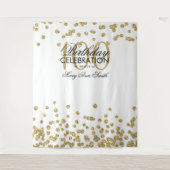 Backdrop 100th Birthday Gold White Confetti Wandkleed (Voorkant)