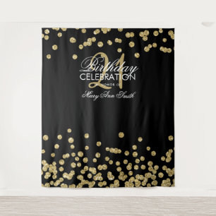 Backdrop 21e verjaardag Gold Black Confetti Wandkleed