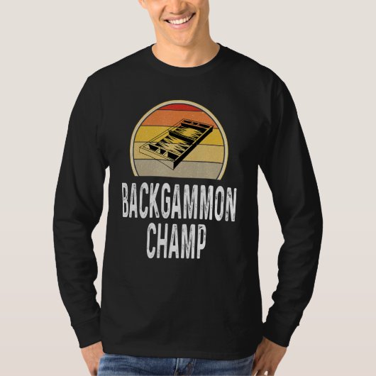 Backgammon Champ board game game speler Retro T-shirt (Voorkant)
