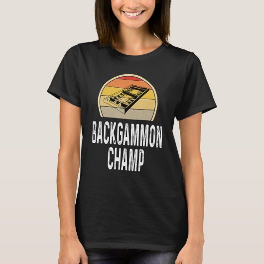 Backgammon Champ board game game speler Retro T-shirt (Voorkant)