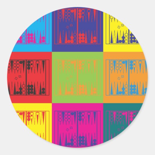 Backgammon Pop Art Ronde Sticker (Voorkant)