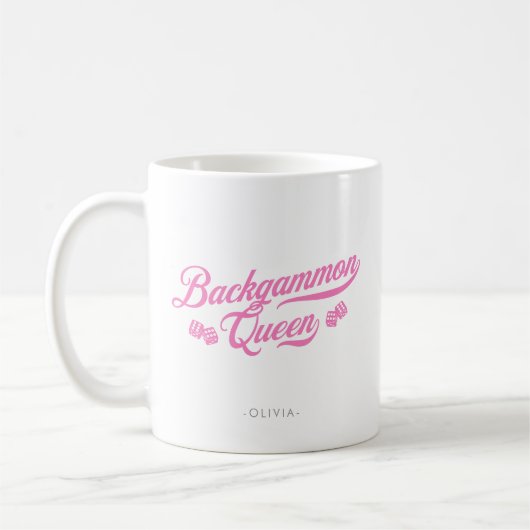 Backgammon Queen Pink Script Koffiemok (Links)