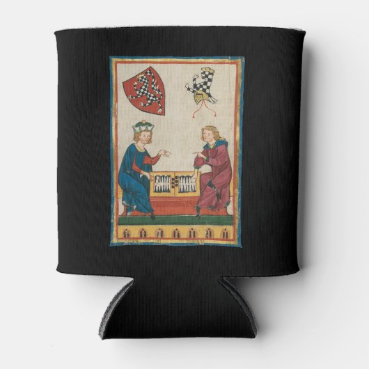 Backgammon spel, 14e eeuwse middeleeuwse kunst blikjeskoeler (Voorkant)