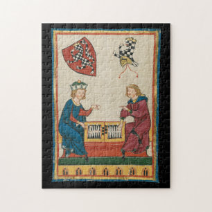Backgammon spel, 14e eeuwse middeleeuwse kunst legpuzzel