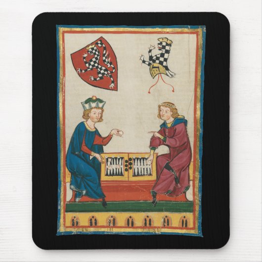 Backgammon spel, 14e eeuwse middeleeuwse kunst muismat (Voorkant)
