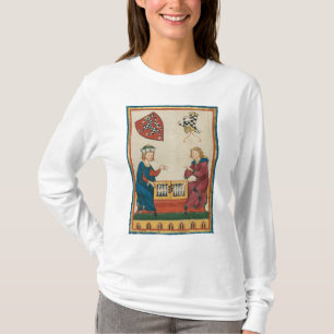 Backgammon spel, 14e eeuwse middeleeuwse kunst t-shirt