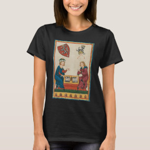 Backgammon spel, 14e eeuwse middeleeuwse kunst t-shirt