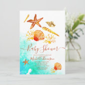 Background tropical beach aquarelae blue summer kaart (Staand voorkant)