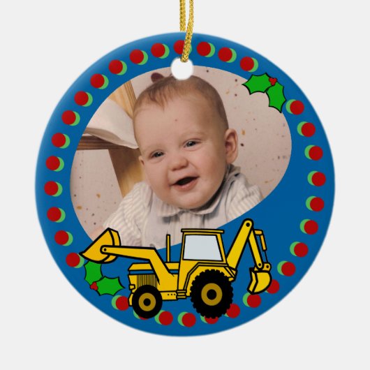 Backhoe Christmas Keramisch Ornament (Voorkant)