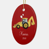 BACKHOE DIGGGER Persoonlijke kerstversiering Keramisch Ornament (Links)