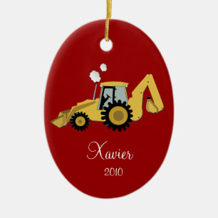 BACKHOE DIGGGER Persoonlijke kerstversiering Keramisch Ornament