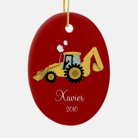 BACKHOE DIGGGER Persoonlijke kerstversiering Keramisch Ornament (Achterkant)